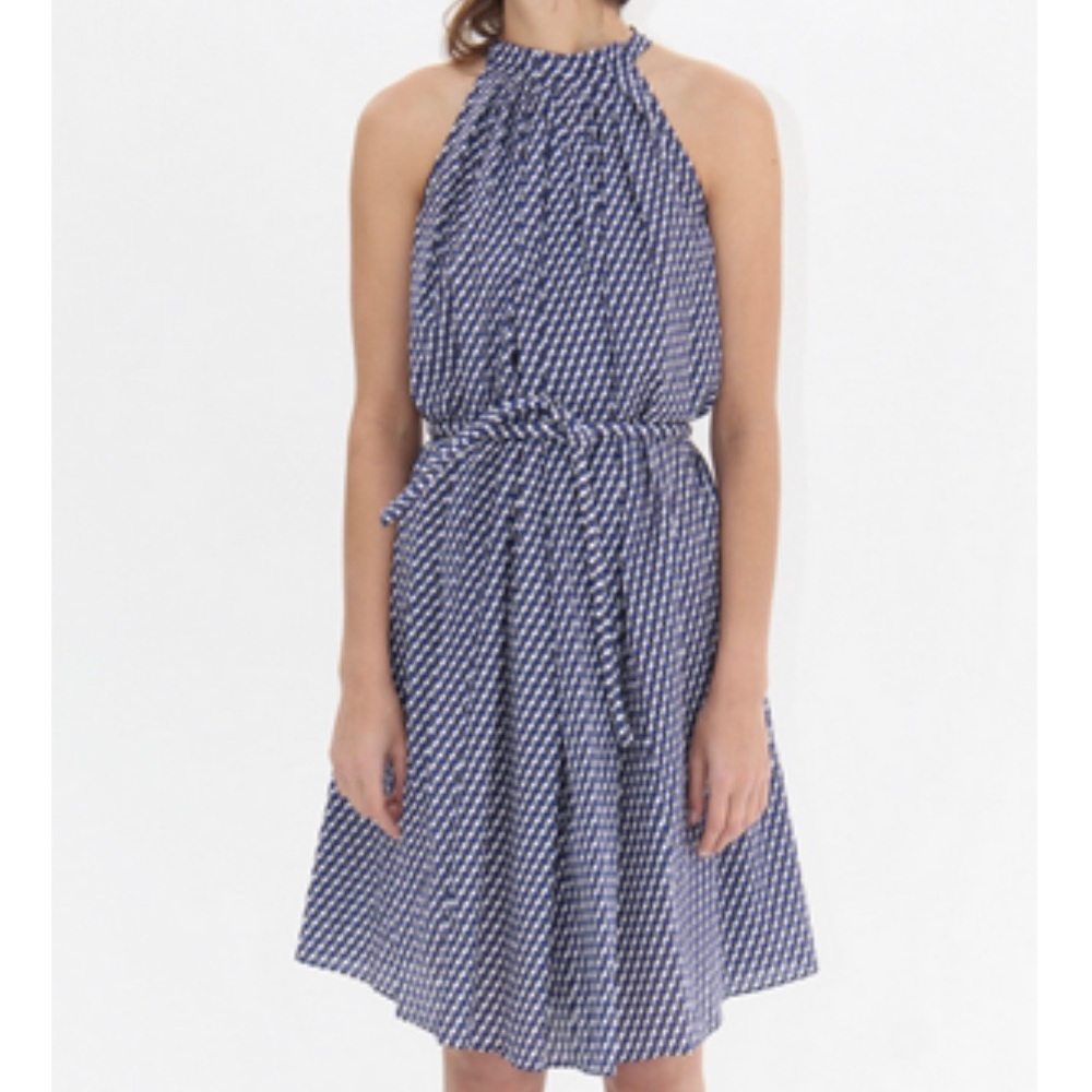 APIECE APART Silk cotton High neck dress & quilted waist Tie 4